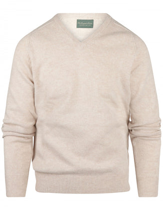 Pullover klassiek Lamswol v-hals | Bruin